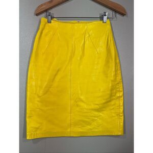 Michael Hoban for North Beach Yellow Leather Skirt *note